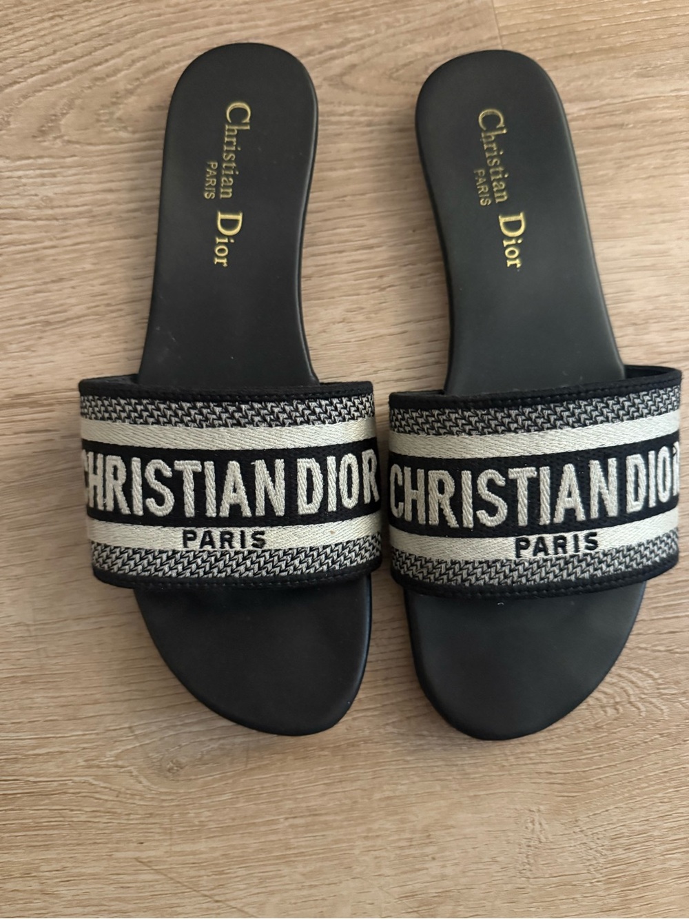 Dior Black & Cream Slide Sandals -  Women’s